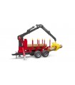Bruder Remolque Autocargadoor Con Grúa De Carga Pinzas y 4 Troncos