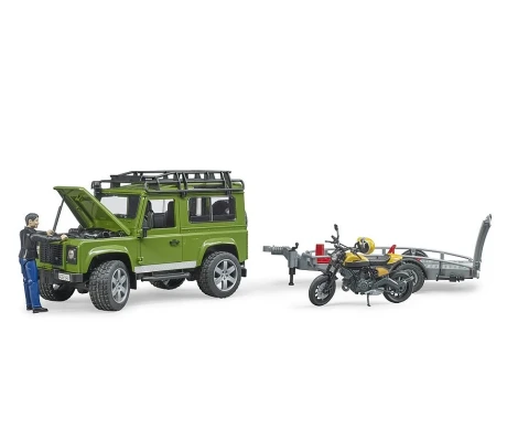 Bruder Todoterreno Land Rover Con Remolque Con Moto Ducati