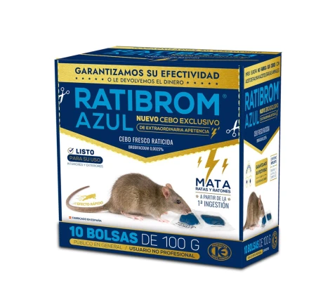 Ratibrom Azul Cebo Fresco Raticida 10 Bolsas 100 g