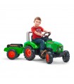 FALK Tractor Verde De Pedales y Remolque Supercharger