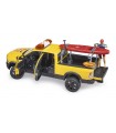 Bruder Camioneta De Rescate RAM 2500 Power Wagon Con Figura Tabla De Paddle Módulo De Luces y Sonido