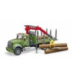Bruder Camión Forestal Mack Granito Con Grua y Troncos