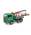 Bruder Camión Madera MAN Con Grúa De Carga y 3 Troncos