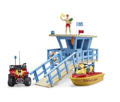 Bruder Puesto De Socorro Bworld Con Quad y Moto De Agua