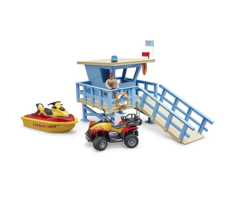 Bruder Puesto De Socorro Bworld Con Quad y Moto De Agua