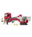 Bruder Camión MB Arocs Con Contenedor y Miniexcavadora