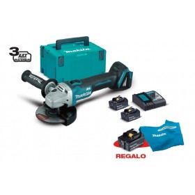 Makita Miniamoladora 18V 4,0Ah Litio-ion 125mm DGA504RMJ +Batería +Braga Cuello