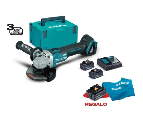 Makita Miniamoladora 18V 4,0Ah Litio-ion 125mm DGA504RMJ +Batería +Braga Cuello