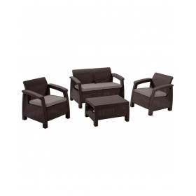 Keter Set De Muebles Para Terraza Corfu Lounge 4 Piezas Marrón