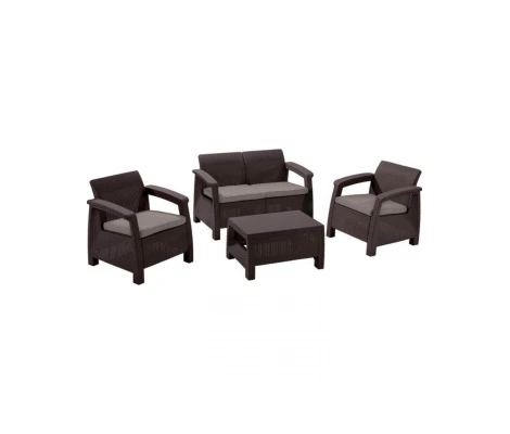 Keter Set De Muebles Para Terraza Corfu Lounge 4 Piezas Marrón