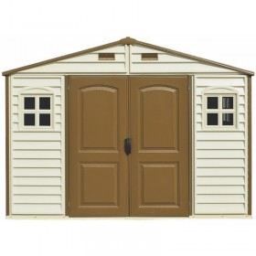 Caseta De Jardín Duramax De PVC WoodSide 10,5x8 Beige y Marrón