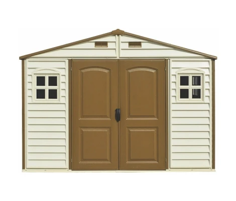 Caseta De Jardín Duramax De PVC WoodSide 10,5x8 Beige y Marrón