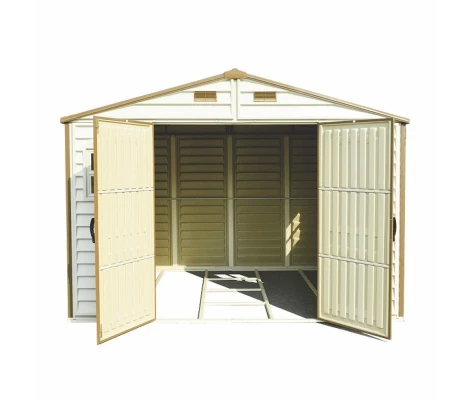 Caseta De Jardín Duramax De PVC WoodSide 10,5x8 Beige y Marrón