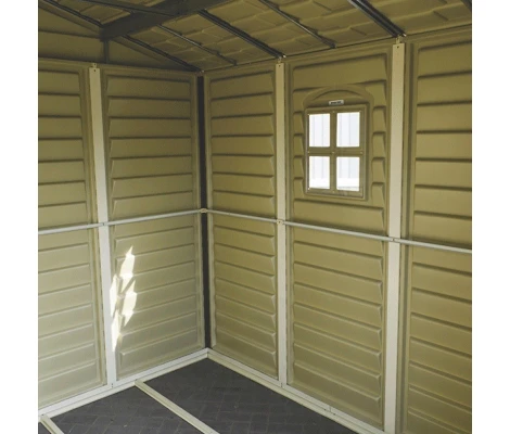 Caseta De Jardín Duramax De PVC WoodSide 10,5x8 Beige y Marrón