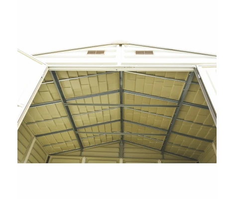 Caseta De Jardín Duramax De PVC WoodSide 10,5x8 Beige y Marrón