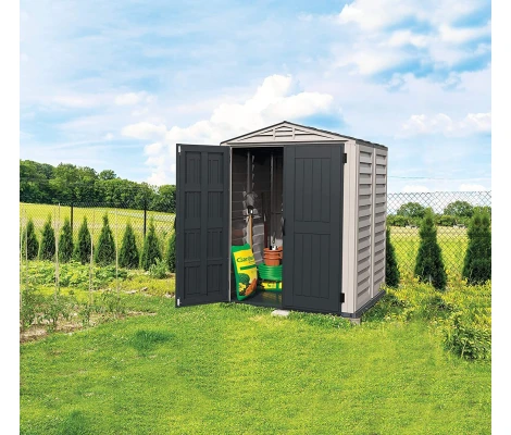 Caseta Jardín Duramax Yardmate Plus 5x5 De PVC Gris Oscuro