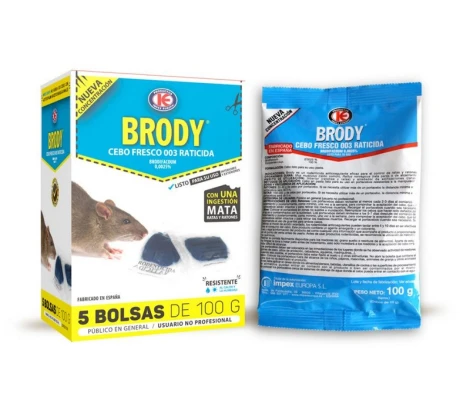 Raticida Cebo Fresco 003 Brody 5 Bolsas 100 g