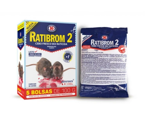 Ratibrom 2 Cebo Fresco 003 Raticida 5 Bolsas 100 g