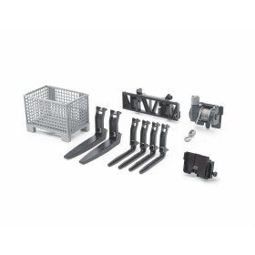 Bruder Accesorios Para Pala Frontal Palé De Rejilla, Torno De Cable y Horquillas De Cargador Frontal