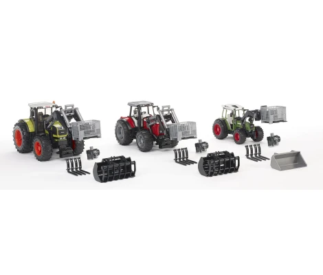 Bruder Accesorios Para Pala Frontal Palé De Rejilla, Torno De Cable y Horquillas De Cargador Frontal