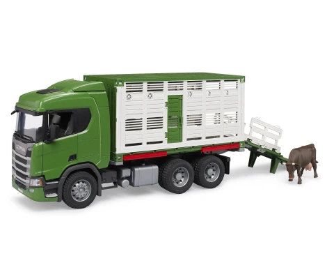 Bruder Camión De Transporte De Animales Scania Super 560R Con 1 Vaca