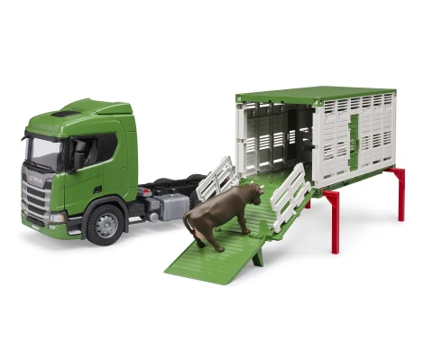 Bruder Camión De Transporte De Animales Scania Super 560R Con 1 Vaca