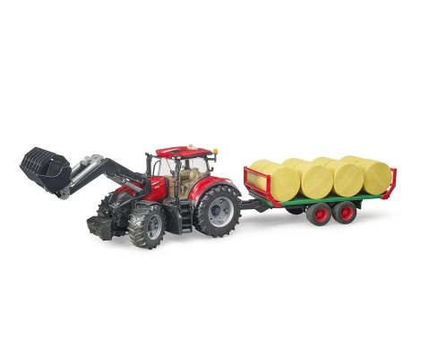 Bruder Tractor Case IH Optum 300CVX Con Remolque Transporte De Pacas
