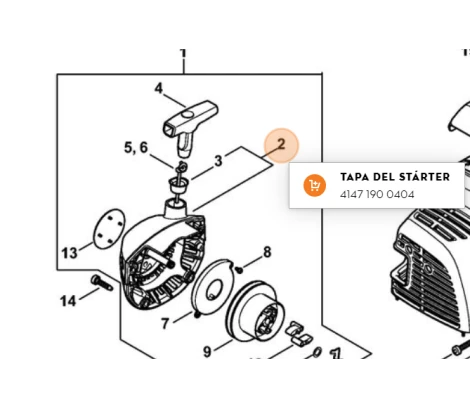Tapa Tirador Vareador STIHL SP 452/ 482 ( 4147 190 0404 )