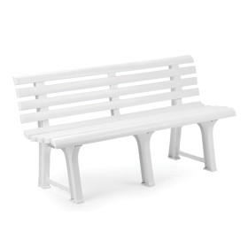Banco De Jardin Con Respaldo Resina Blanco 145x49 cm