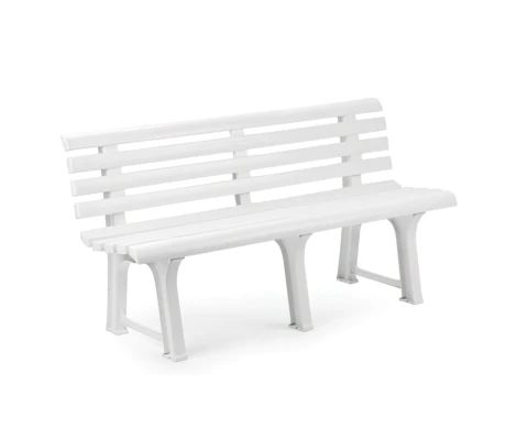 Banco De Jardin Con Respaldo Resina Blanco 145x49 cm