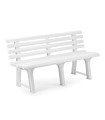 Banco De Jardin Con Respaldo Resina Blanco 145x49 cm