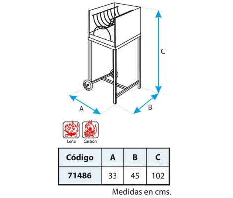 Barbacoa Leñero con Ladrillo Refractario 33X45X102 cm Imex El Zorro