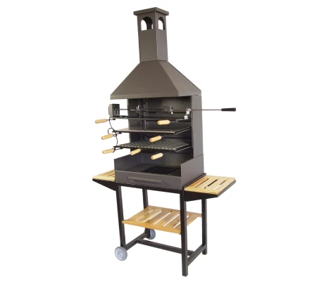Barbacoa Chimenea Completa Con Bandejas De Madera 61X40X204 cm Imex El Zorro