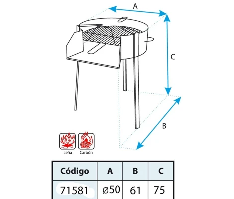Imex El Zorro Barbacoa Redonda Con Soporte Paella Ø 50x75cm  71581