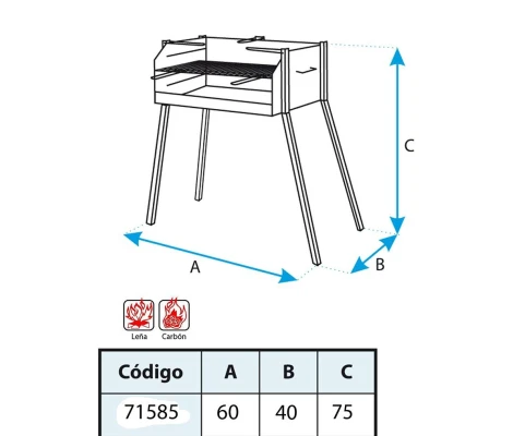 Imex El Zorro Barbacoa Cuadrada Con Soporte Paella 60x40x75cm 71585