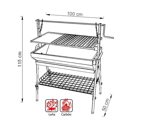 Imex El Zorro Barbacoa Con Parrilla-Plancha y Elevador 100x50x115 cm 71765