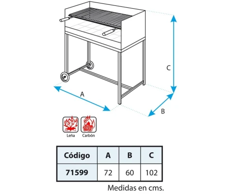 Barbacoa Especial Paellera Con Ladrillo Refractario 72X60X102 cm Imex El Zorro