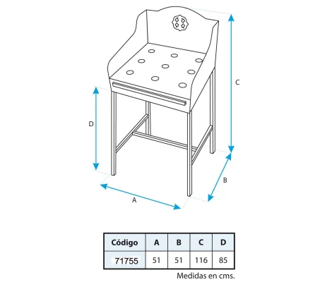 Mesa Juego Rana Metálico 51X51X116 cm Imex El Zorro