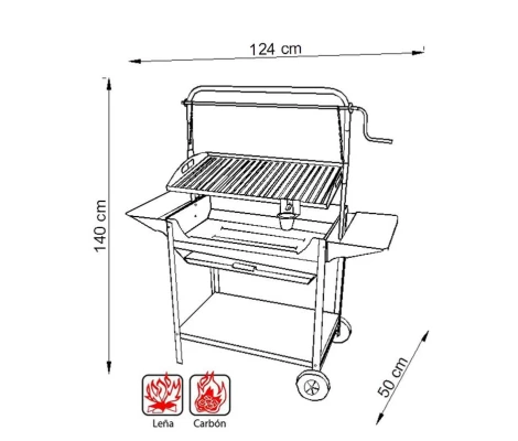 Barbacoa Inoxidable Con Parrilla y Plancha 124X50X140 cm Imex El Zorro