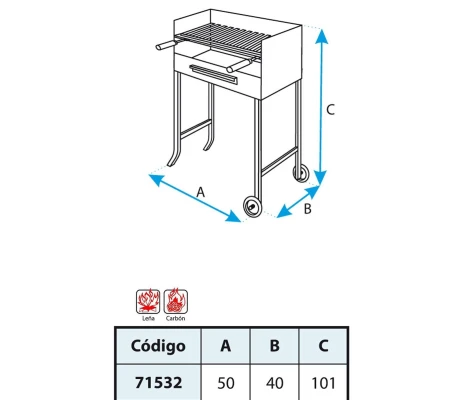 Barbacoa Con Parrilla Inox 50X40X101 cm Imex El Zorro