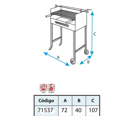 Barbacoa Con Elevador y Parrilla Inox 72X40X107 cm Imex El Zorro