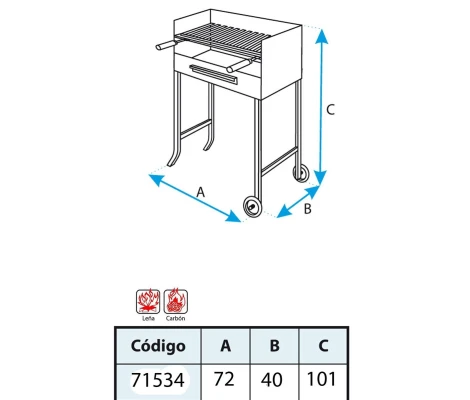 Barbacoa Con Parrilla Inox 72X40X101 cm Imex El Zorro
