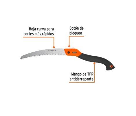 Serrucho Plegable 10" Hoja Curva 5 DPP Mango Plástico Truper