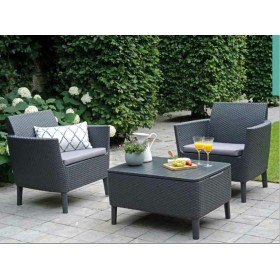 Keter Set Salemo Balcony Con Mesa De Almacenaje Grafito