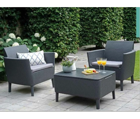 Keter Set Salemo Balcony Con Mesa De Almacenaje Grafito