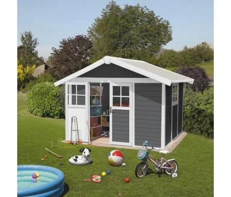 Caseta De PVC Grosfillex Déco 7,5 m2 (Color Casetas: SHERWOOD / Aspecto Roble)  Número de referencia: 2290768