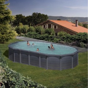Gre Piscina Capri Ovalada De Acero Grafito 730 x 375 x 132 cm