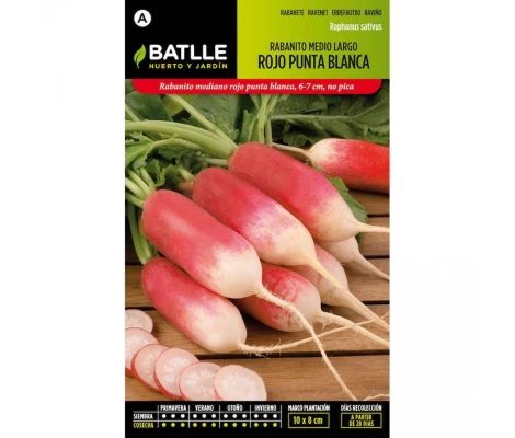 Batlle Semillas De Rabanito Medio Largo Rojo Punta Blanca