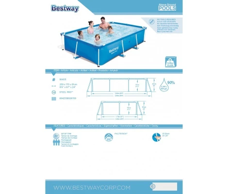 Piscina Desmontable Tubular  Bestway Steel Pro 259x170x61cm Sin Depuradora